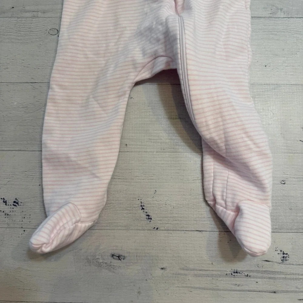 Sammy & Nat baby pink white‎ striped Pima cotton footed sleeper 6 months